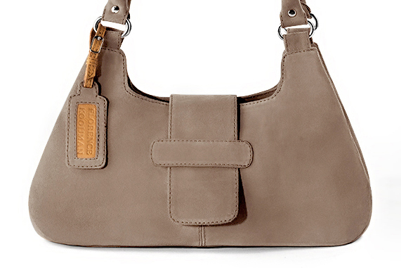 Dress handbag in tan beige leather - Profile view